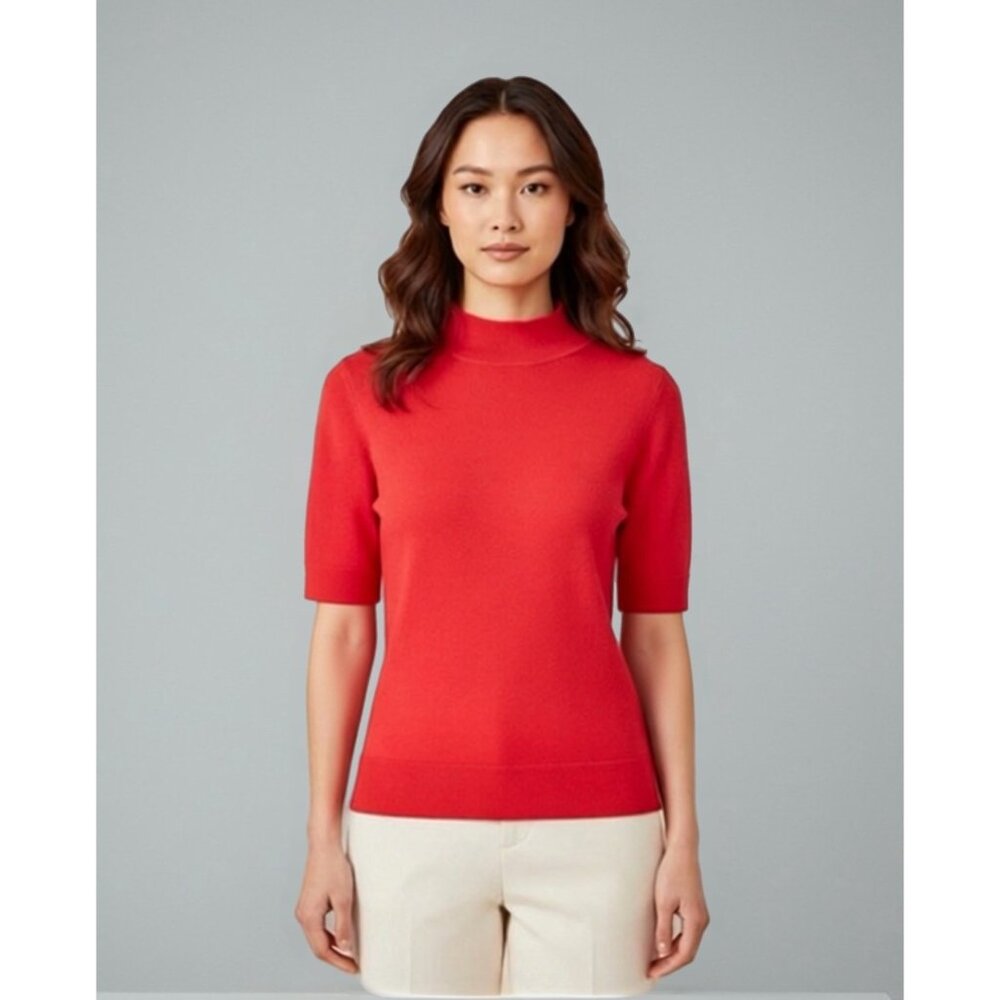 NEW Ann Taylor Factory Mock Neck Cuffed Sleeve Sweater Virtual Pink XS